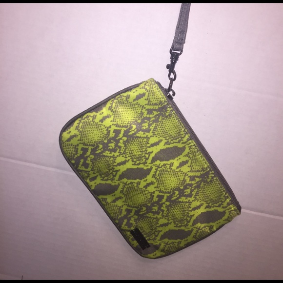 neon green snake print bag